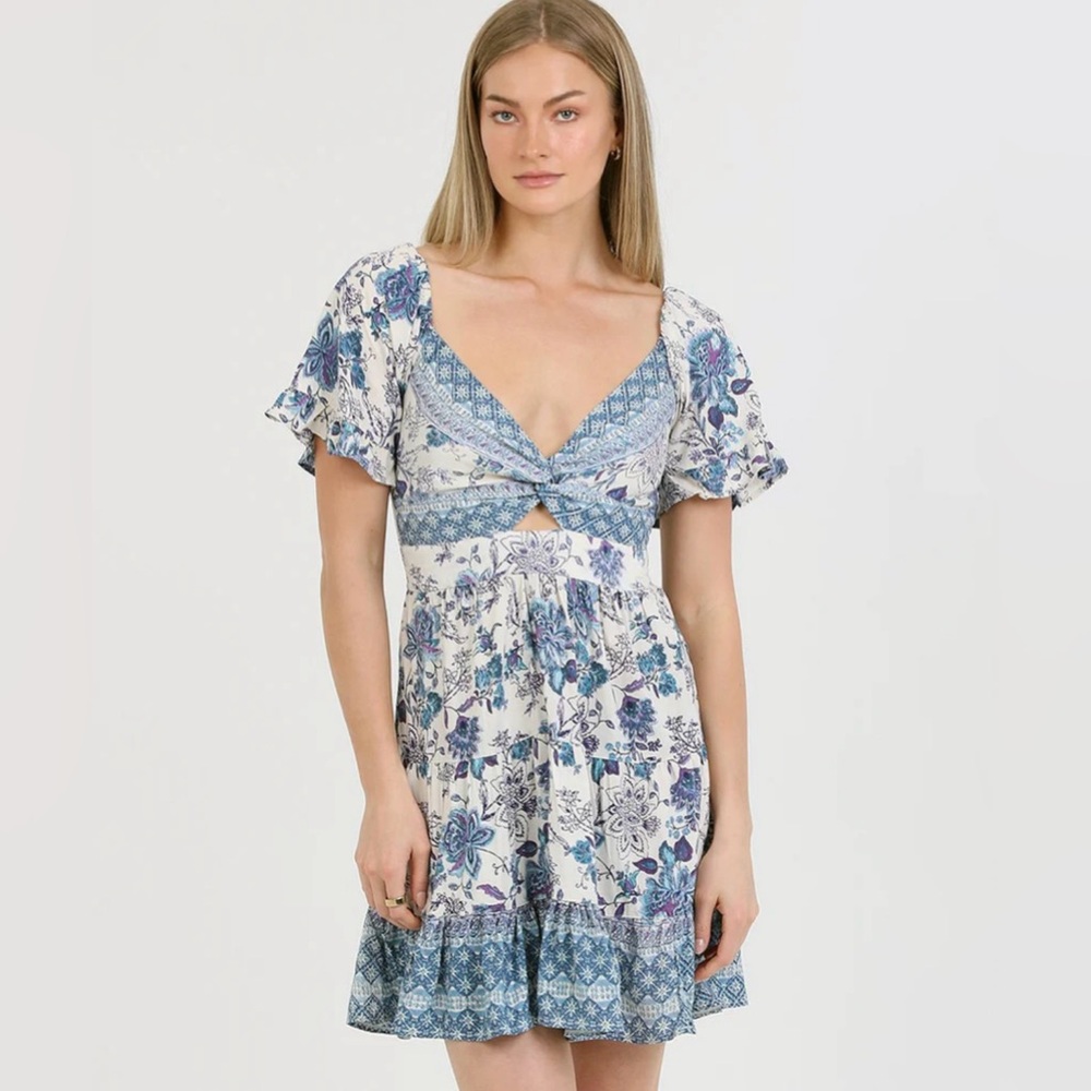 🆕 Angie Blue and White Floral Mini Dress